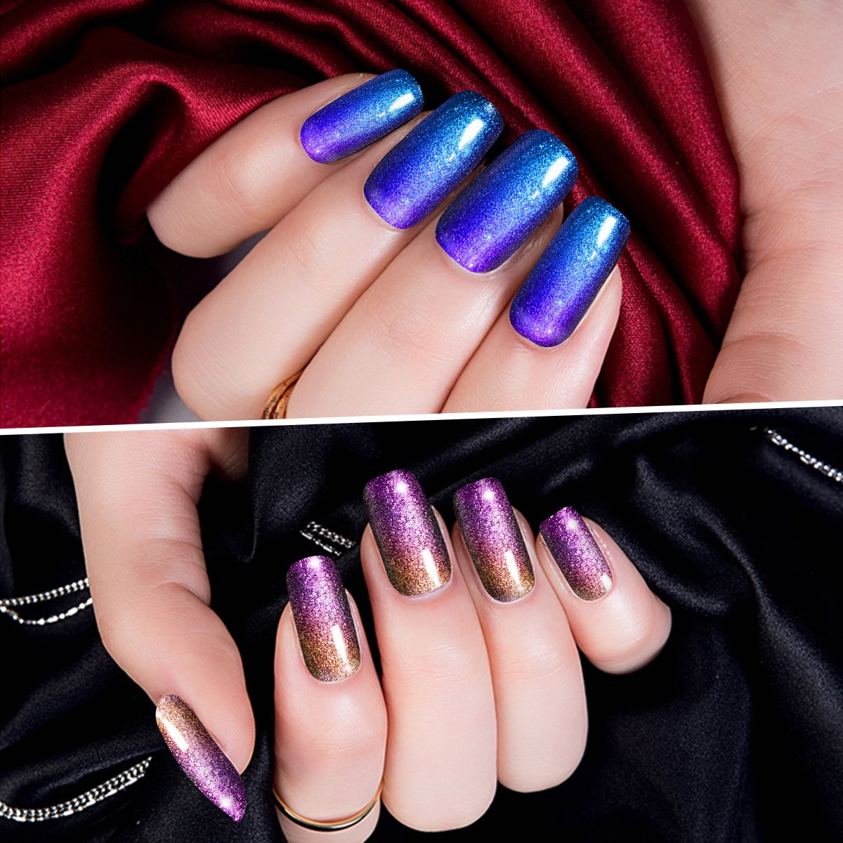 6 Pcs Soak Off Gel Nail Polish Set, Saviland Phantom Chameleon Gel Glitter Sparkly Polish UV LED Nail Art Kit 10ml