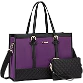 LOVEVOOK Laptop Bag for Women 15.6 inch Canvas Laptop Tote Bag, Large Capacity Work Bag with Clutch Purse, Computer Bag Office Business Briefcase, Casual Handbag for Travel College Teacher School