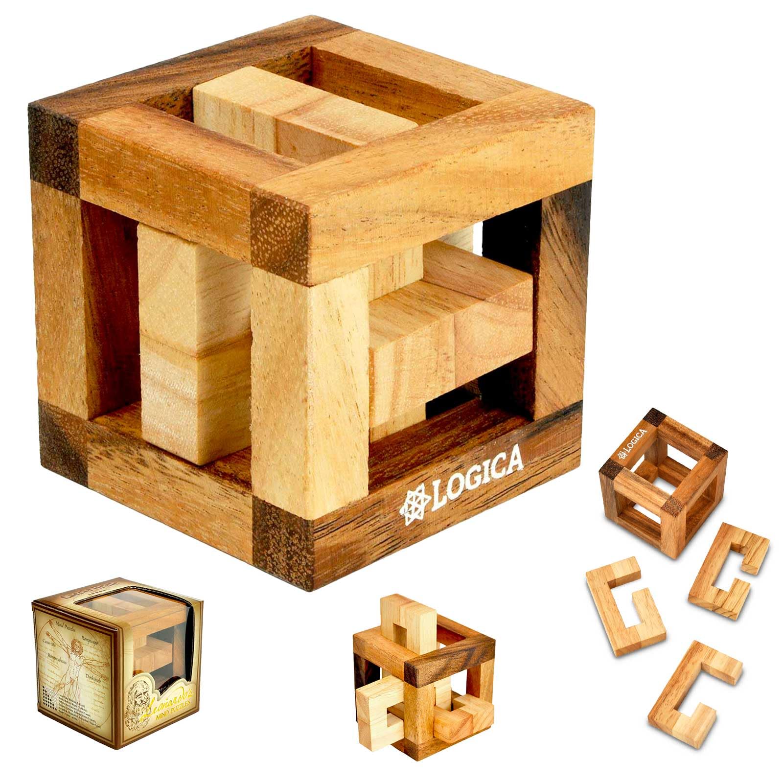 Logica Puzzles Art. Catch - 3D Brain Teaser in Fine Wood - Difficulty 5/6 Incredible - Leonardo da Vinci Collection