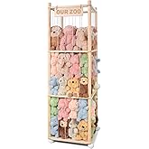 Stuffed Animal Storage, Wooden Cute Zoo Toy Holder with Brake Wheels, Space Save Toy Organizer, Large Capacity Stuffed Animal Holder, Perfect for Nursery Playroom Kidroom Bedroom-54 Inch
