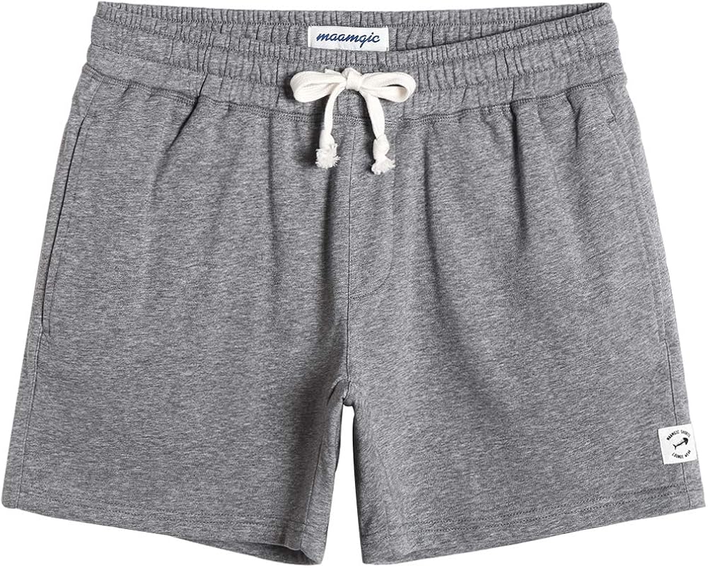 MaaMgic Mens Athletic Gym Shorts 5.5" Elastic Waist Casual Pajama Pocket Jogger Men Workout Short Pants at  Men’s Clothing store