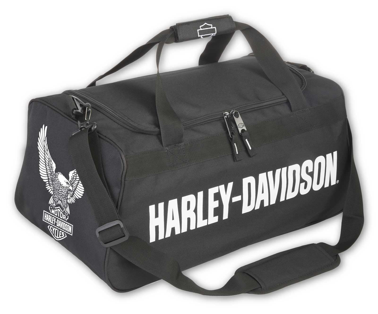 Harley-Davidson Eagle U-Shaped Zipper Rugged Graphic Duffel Bag – Black