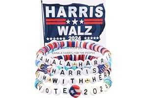 ZZLTAWS Kamala Harris 2024 Bracelets, President Vote Campaign Kamala Harris Merch, Merchandise Bracelet for Women Men