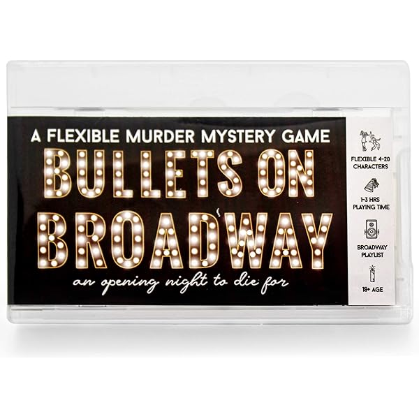 Amazon Com Bullets On Broadway Murder Mystery Party Game For 3 20 Players Play In Person Or Virtually Broadway Themed Game Fun For Ages 13 Usb Loaded With Printable Game Files Play