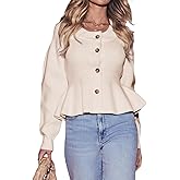 EliteLand Women's 2025 Button Down Cardigan Sweater Long Sleeve Casual Open Front Crochet Tops Knitted Coat