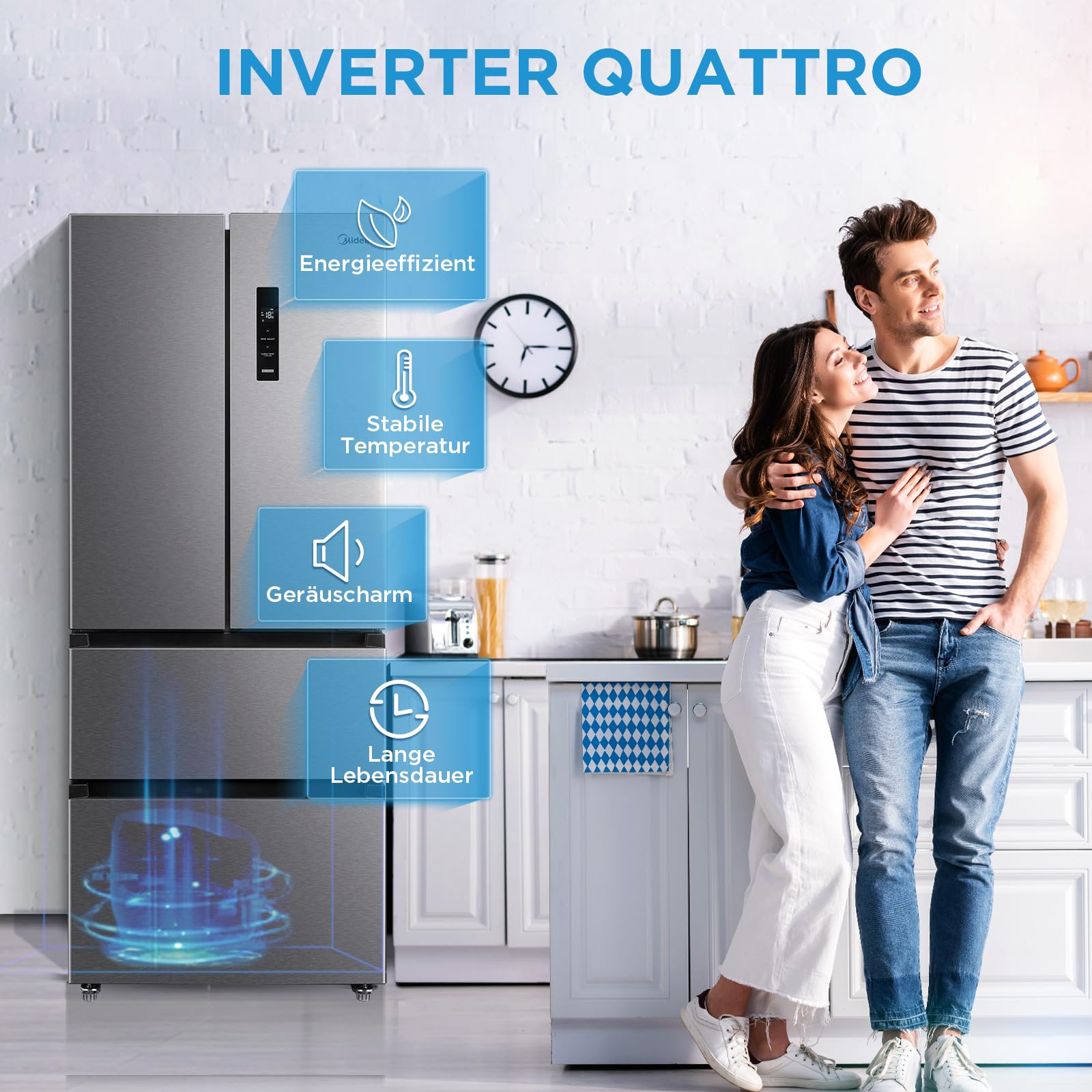Midea French Door Kühl-Gefrierkombination/391 Liter NoFrost/Smart WiFi, Inverter & VarioBox/Energiesparend& Extrem Leise/Für Große Familien MERF402FIE02 3