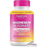 Pink Stork Magnesium Glycinate with Vitamin D, 60 Capsules | Magnesium Supplement for Women, Supports Natural Calm, Mood, and Sleep, Hormone Balance for Women, 1 month supply