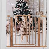 Dripex Wood Pattern Stair Gate for Baby and Pets 75-82 cm Auto Close One-Handed view 7