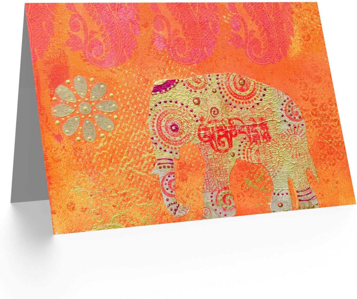 Wee Blue Coo Indian Elephant Colourful Greeting Card, orange, 12.5 x 17.5 cm - Image 3