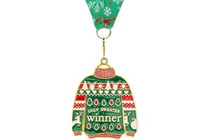 Abaokai Ugly Sweater Medal Christmas Style Neck Ribbon, Award Contest Medals, Best Ugly Christmas Sweater Trophy