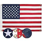 American Flag 3x5 Ft, Multipurpose Heavy Duty US Flag, 4 Brass Grommets, Embroidered Stars, Sewn Stripes, Outdoor Standard USA Flag, Bedroom, Room, Indoor Hanging American Flag For Wall