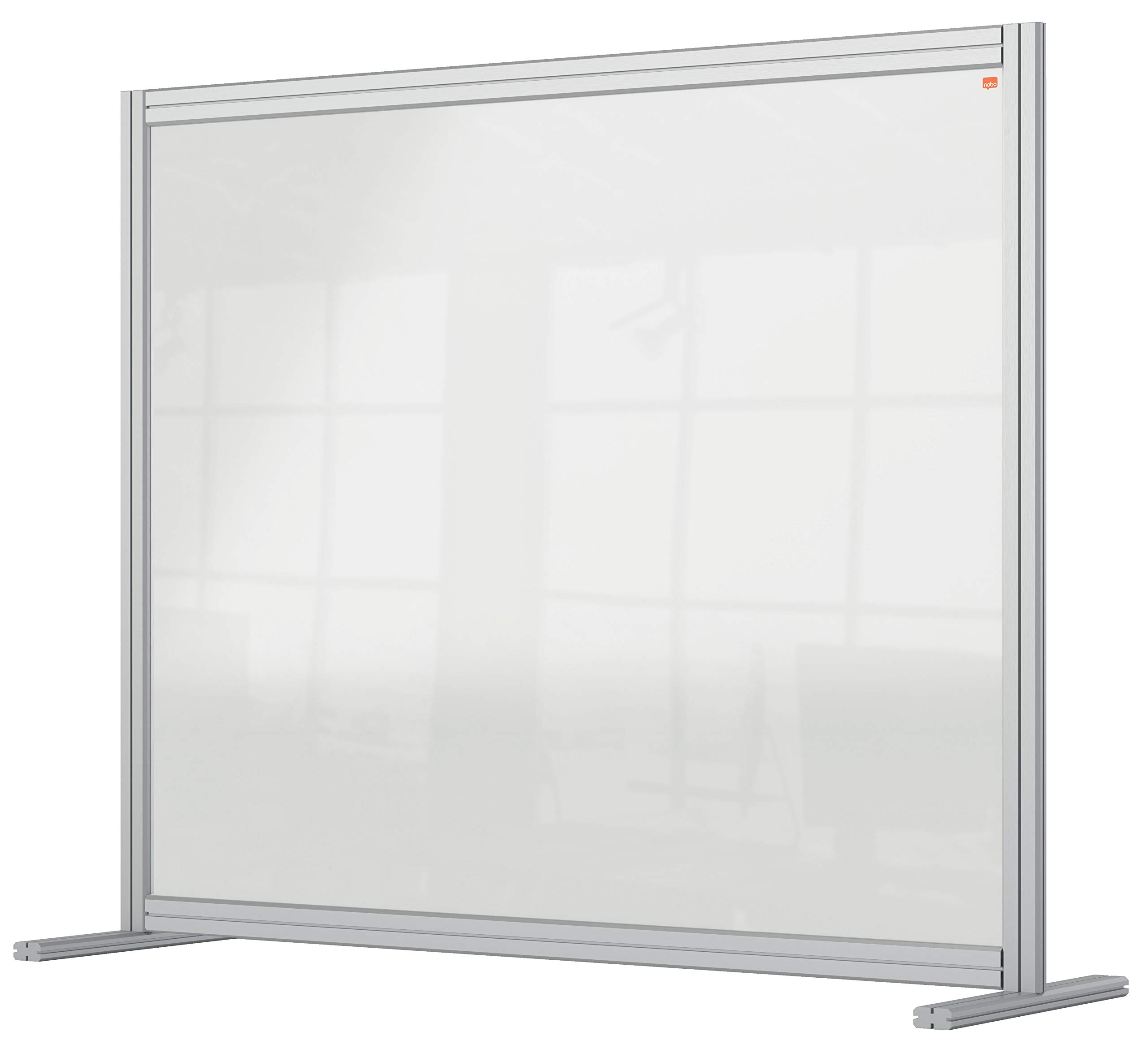 Nobo Clear Acrylic Desk Divider, 1.4 m High, Free Standing Screen System, Premium Plus, 1200 x 1000 mm, 1915491 — image 1