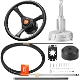 VEVOR Boat Steering System Kit, 10/11/12/13/14/15/16FT Outboard Boat Steering Control Cable, 13.5" Steering Wheel, 3/4" Tapered Shaft, Alloy Marine Steering System, for Yachts, Fishing Boats
