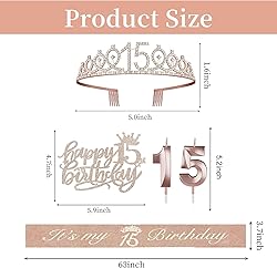 15th Birthday Decorations for Girls, Including