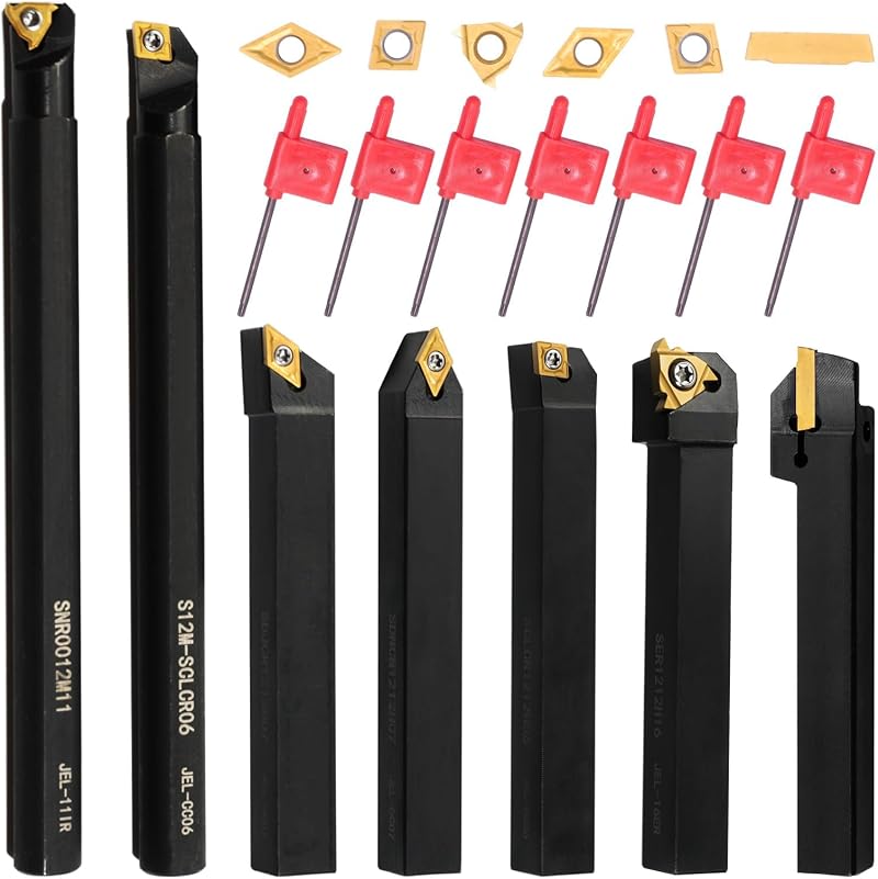 Donken 12mm Lathe Turning Tool Set 7 pcs Carbide Inserts Holder Wrenches