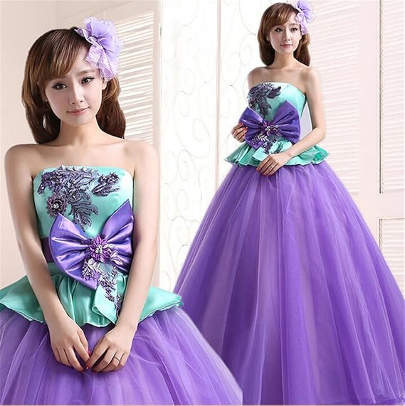 Amazon Co Jp ウェディングドレス 二次会 花嫁 コスプレ カラードレス エンパライン マタニティーシングル肩ドレス コンサート演出服 結婚式 披露宴 二次会 パーティー大きいサイズドレス S 服 ファッション小物