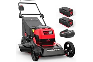 PowerSmart 40V 17" Cordless Lawn Mower, 3-in-1 Brushless Push Lawn Mower with 2 x 4.0Ah Battery & Charge