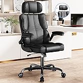 Kensaker Executive Leather Office Chair, Computer Chair with Thick Cushion & Lumbar Support, Ergonomic Desk Chair with Adjustable Headrest & Armrests,Black