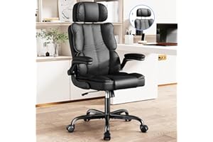 Kensaker Executive Leather Office Chair, Computer Chair with Thick Cushion & Lumbar Support, Ergonomic Desk Chair with Adjustable Headrest & Armrests,Black