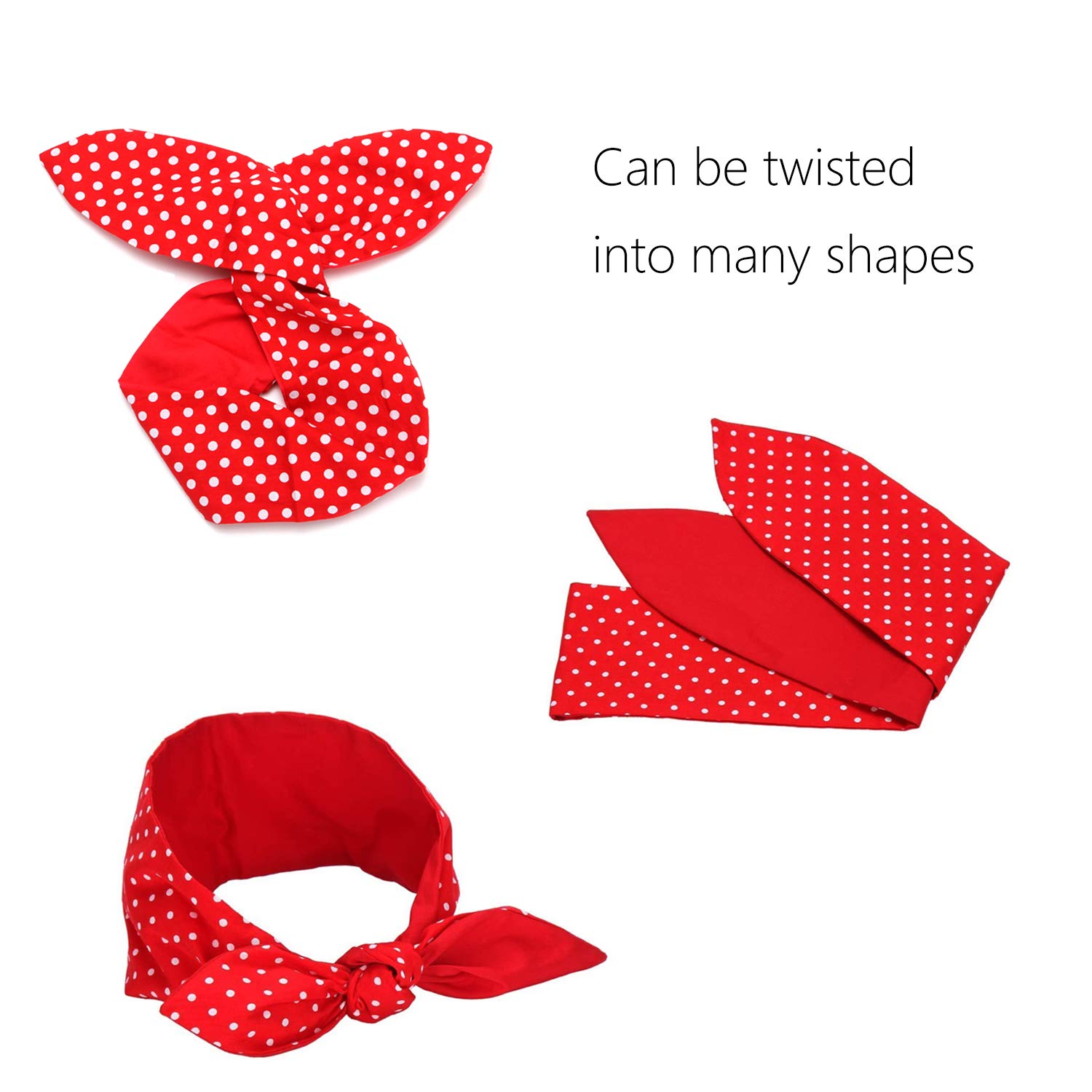 Sea Team Cotton Headband Bows Red with White Polka Dots Double Wide Headwrap Cotton Head Band : Beauty