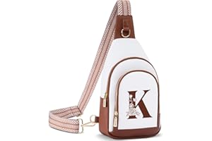 LIZZNOE Personalized Crossbody Bag for Women Leather Sling Bags with Initial Letter Pack Chest Bag for Travel, Gift for Wife Mom