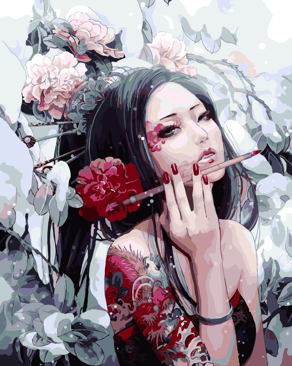 YEESAM ART Paint by Numbers for Adults, Flower Fairy Chinese Beauty 16x20 inch DIY Painting Kits for Home Wall Decor — image 1