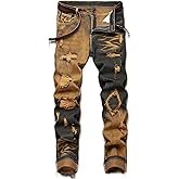 YIHUILONG Men's Ripped Jeans Regular Fit Distressed Slim Straight Leg Stacked Biker Fashion Comfort Denim Pants