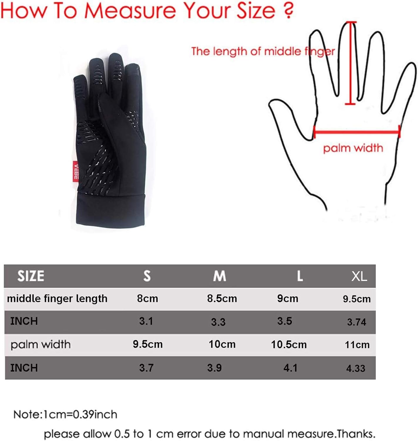 VEBE Lightweight Winter Gloves Touch Screen Cold Weather Running Gloves Waterproof & Windproof Driving Biking Cycling Workout Gloves for Men & Women : Clothing