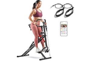 Sunny Health & Fitness Row-N-Ride PRO, Full Body Combo Squat Machine w/Optional Resistance Band, Easy Setup Ab Workout Exercise Equipment for Home, Whole Body Cardio, Optional SunnyFit App Connection