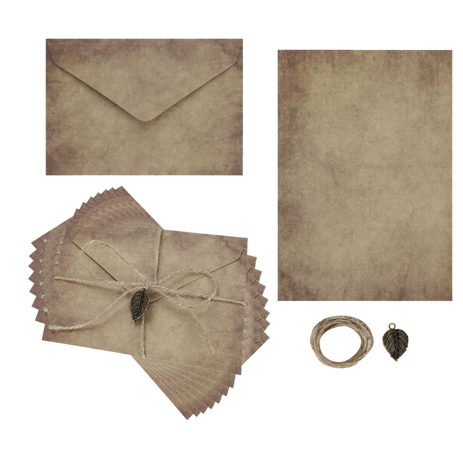 10Set Kraft Paper Envelopes Vintage Gift Card Envelope and Love Letter Kit C6 Invitations Envelopes for Valentine's Birthday Festival Greeting Cards Postcard Party