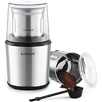 CHULUX Electric Coffee Bean & Spice Grinder for Dry Grinding and Wet Chopping,2 Detachable Bowls with Seal Lid and Built…