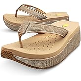 Volatile Neville Wedge Sandals for Women Featuring Soft Webbed Textile Thong Post, Padded Lining, and Slip-On Wedge Style