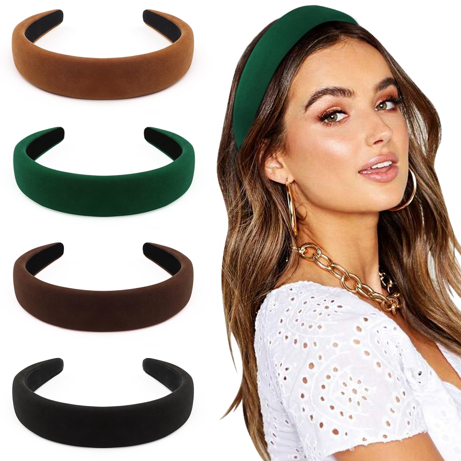 DRESHOW 4 Pack Headbands for Women and Girls Velvet Soft Head Band Fashion Boho Wide Hairbands Non Slip Hair Accessories
