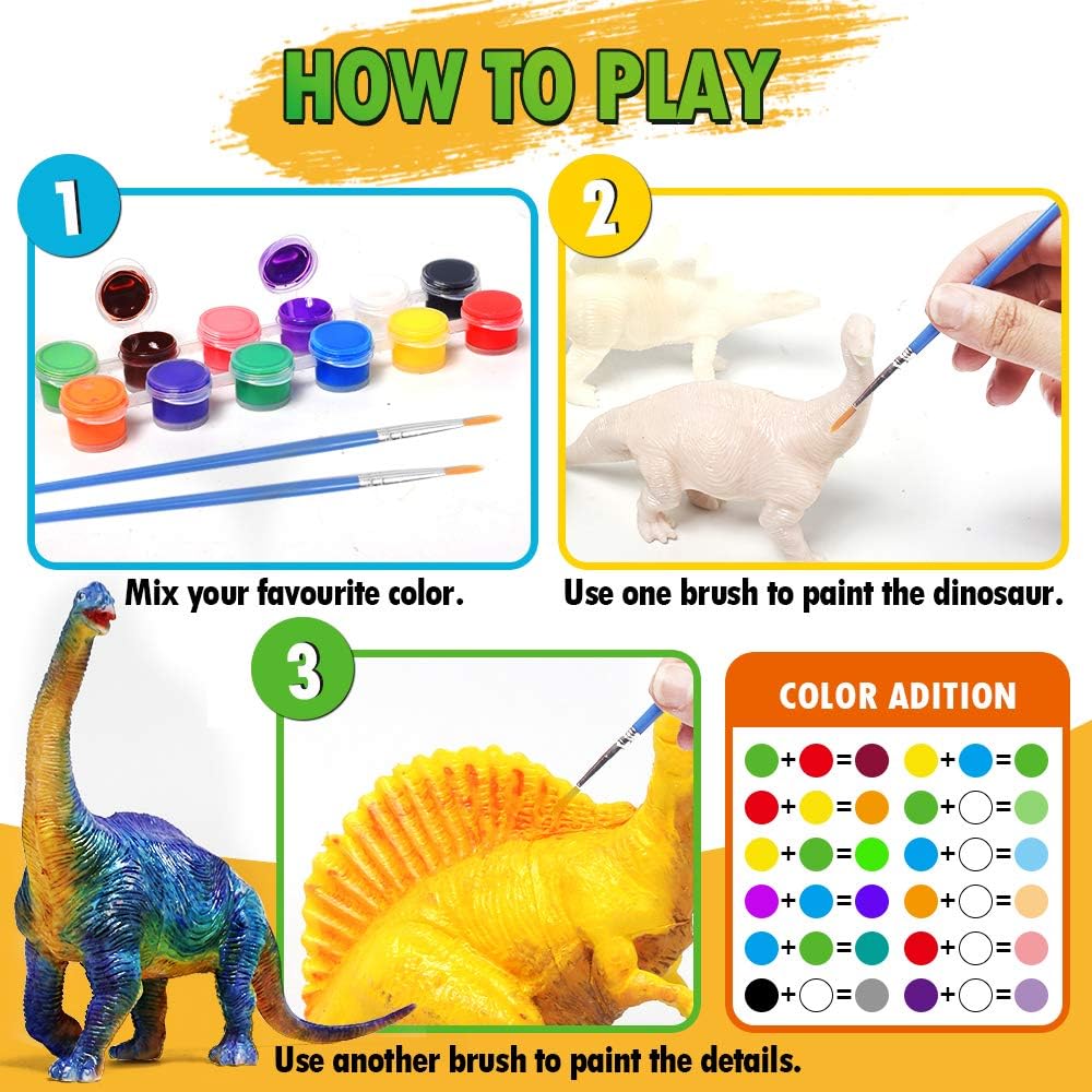 Lehoo Castle Dinosaur Painting Kit, Dinosaurs Craft Kits for Kids DIY Dinosaurs Craft Toys Gift for Boys & Girls Age 3 4 5 6 7 8 - Image 5