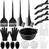 Yibaijia 18 Pcs Hair Colouring Kit Dye Bowl Brush Gloves Clips Apron Ear Covers