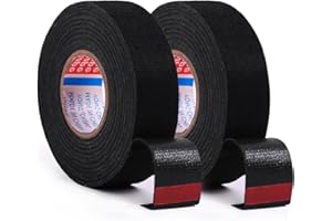 ZZJMCH 2 Rolls Black Wire Harness Cloth Tape, Speaker Wiring Harness Cloth Tape, for Automobile Electrical Wire harnessing Noise Dampening Heat Proof (Width: 15mm, Length: 50Ft)