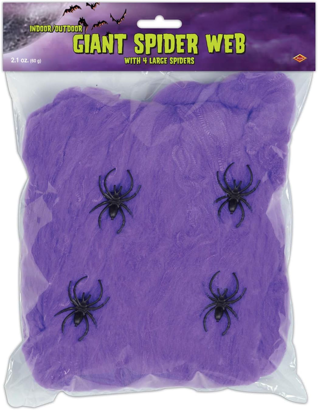 FR Giant Spider Web (purple; 4 - 2 spiders included) Party Accessory(1 count) (2.1Ozs/Pkg)