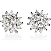 ZAVANA Large Cubic Zirconia Stud Earrings - Sparkling Statement Earrings for Women
