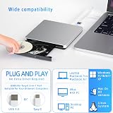 aelrsoch External Blu-ray Drive for PC Laptop BD CD DVD Player Burner 3D Windows view 5