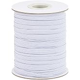 Flat Elastic Band for Sewing, 1/8 inch 50 Yards High Elasticity White Elastic Cord Elastic Rope Knit Elastic Spool for Sewing DIY Crafts(White,1/8 Inch * 50 Yard)
