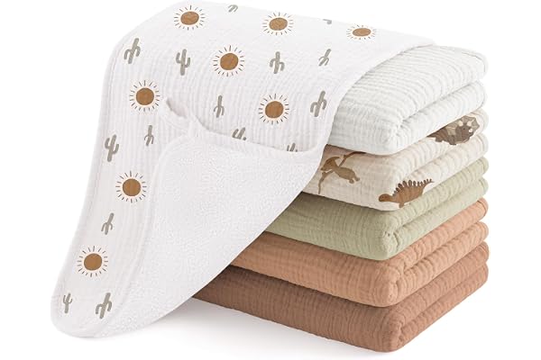 Susurration Muslin Burp Cloths for Baby 6 Pack Large 50 * 25cm Soft Baby Burping Cloths for Unisex Boys and Girls, Newborn Es