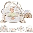 Beright 5-in-1 Baby Gym & Play Mat,Play Gym & Ball Pit with Sensory Toys for Newborn Infant Toddler to Develop Motor&Cognition, Balls Included, Rainbow