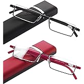 COVESATO 2 Pack Half Frame Reading Glasses for Men and Women Lightweight Computer Readers with Portable Case 2.50
