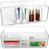 Fevont Medicine Holder for Cabinet Door, 2-Pack Reusable Medicine Organizer for Inside Cabinet Storage, Ultra-Sticky Adhesive Mount (Clear)