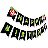 Ghost Busters Inspired Happy Birthday Banner, Horror Theme Bday Party Sign, Ghostbusters Halloween Bunting Decoration