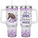 Jiaazerd Horse Tumbler for Unicorn Lover,40 oz Horse Insulated Water Bottle with Handle Straw Lid (Color 4)