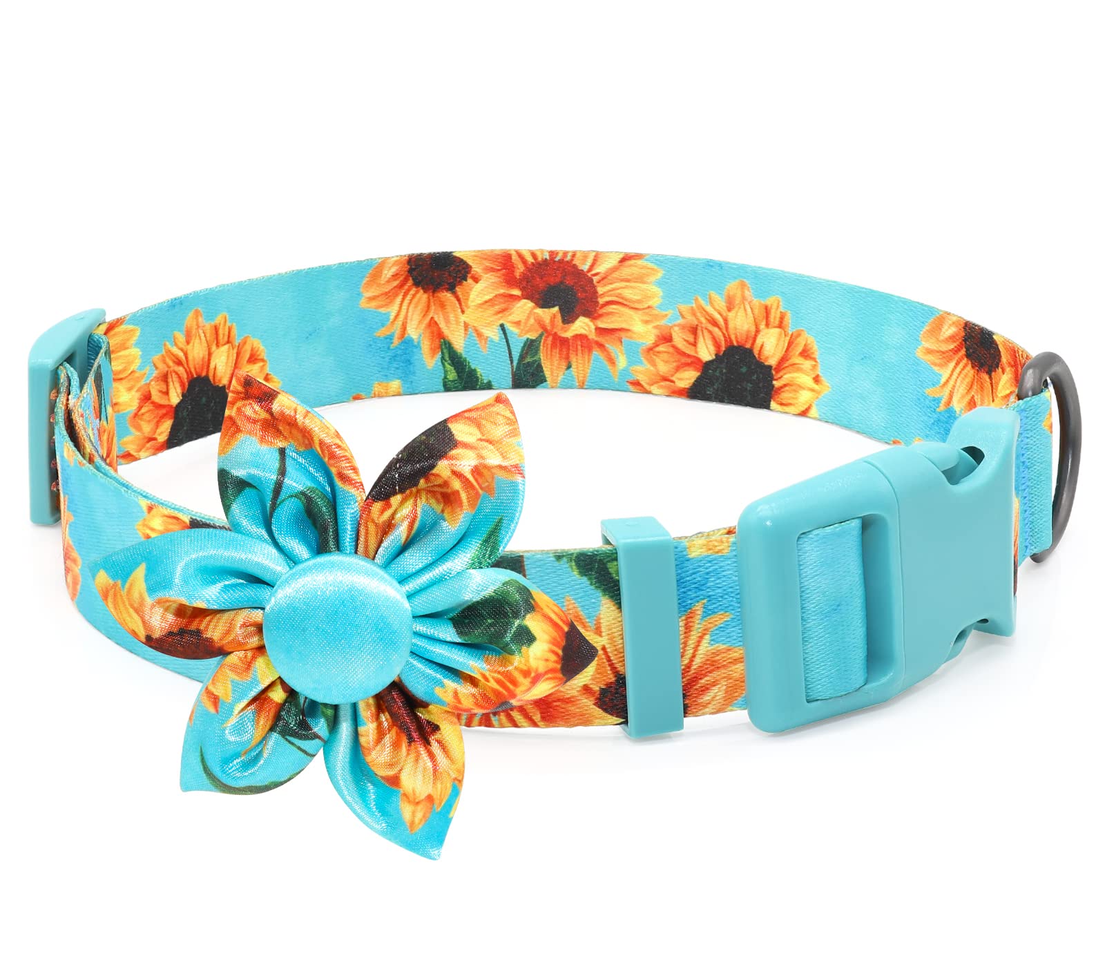 Fancy Floral Boy Dog Collar With Sunflower Bowtie - For Cute Male Cats & Dogs - Small to Large Sizes
