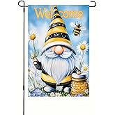 BlissYard Spring Garden Flag 12 x 18 inch Double Sided Welcome Spring Bee Daisy Flag Cute Gnomes Small Yard Flag Farmhouse Holiday Outdoor Decoration