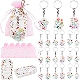 Serencatcher 24 Sets Wildflower Party Favors, Wildflower Bridal Baby Shower Decorations Thank You for Showering Us With Love Tags Keychains Organza Bags for Flower Wedding Bachelorette Bride to Be