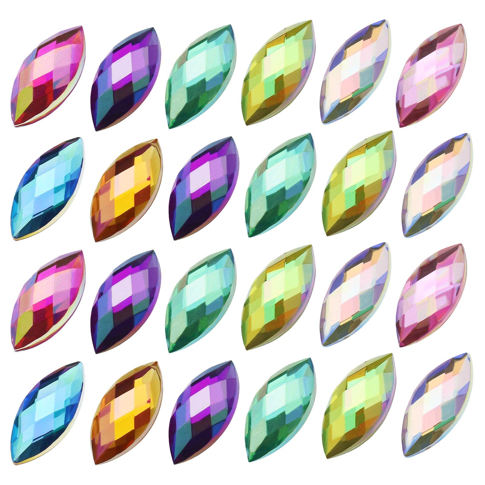OTOTEC 500Pcs Acrylic Sew On Rhinestones AB Decorative Crystal Horse Eye Shape Rhinestones Decoration for DIY Making Crafts Scrapbooks Clothing Phones Colourful